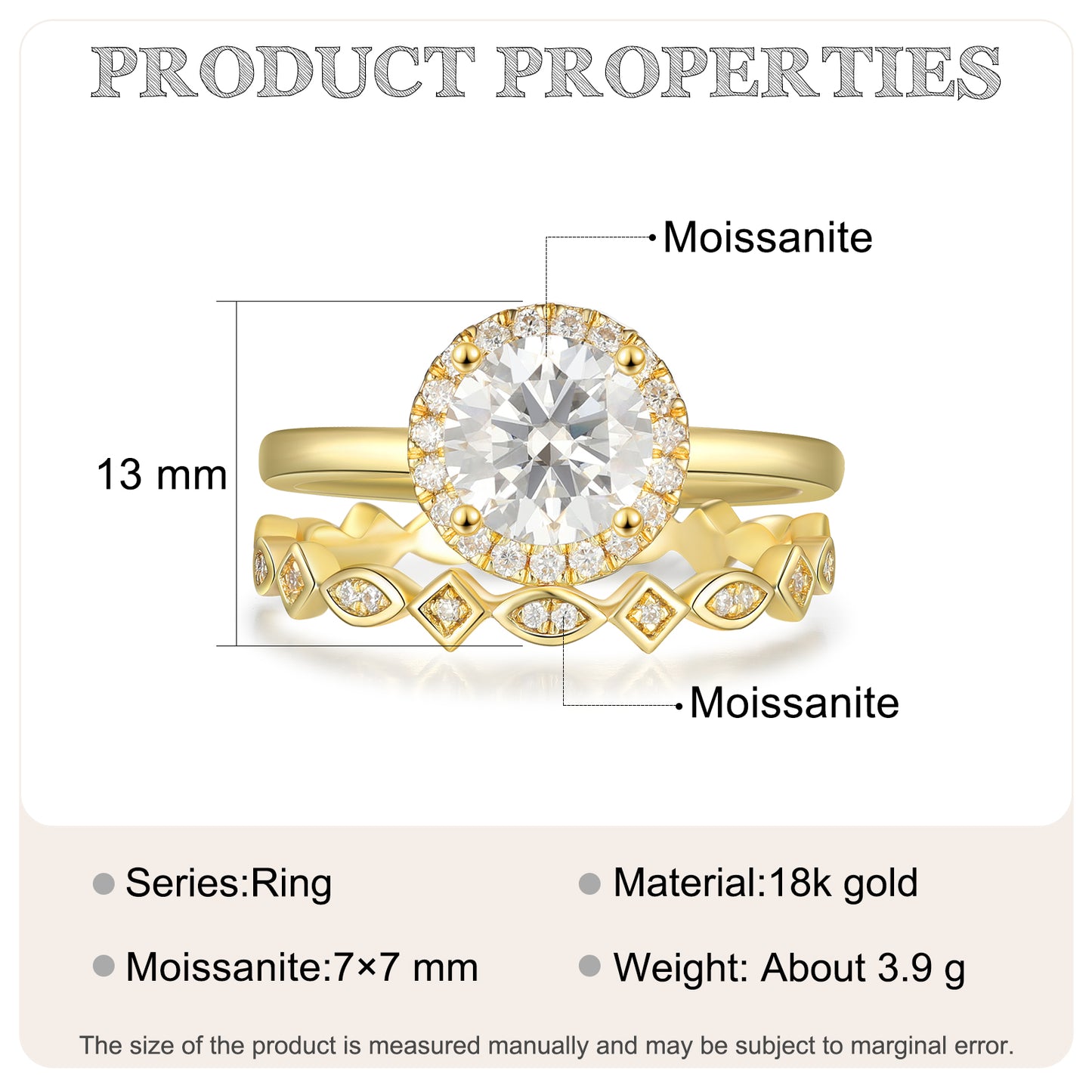18K Gold Moissanite Rings Set