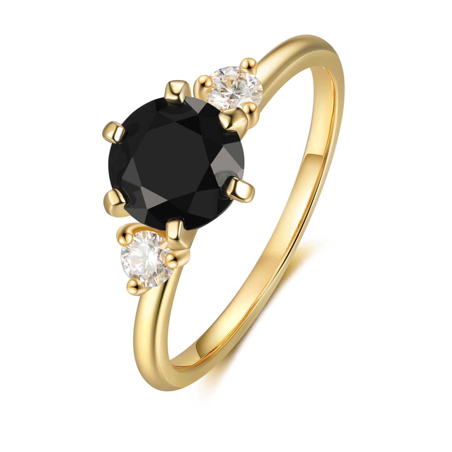18K Gold Natural Onyx With Moissanite Rings Set