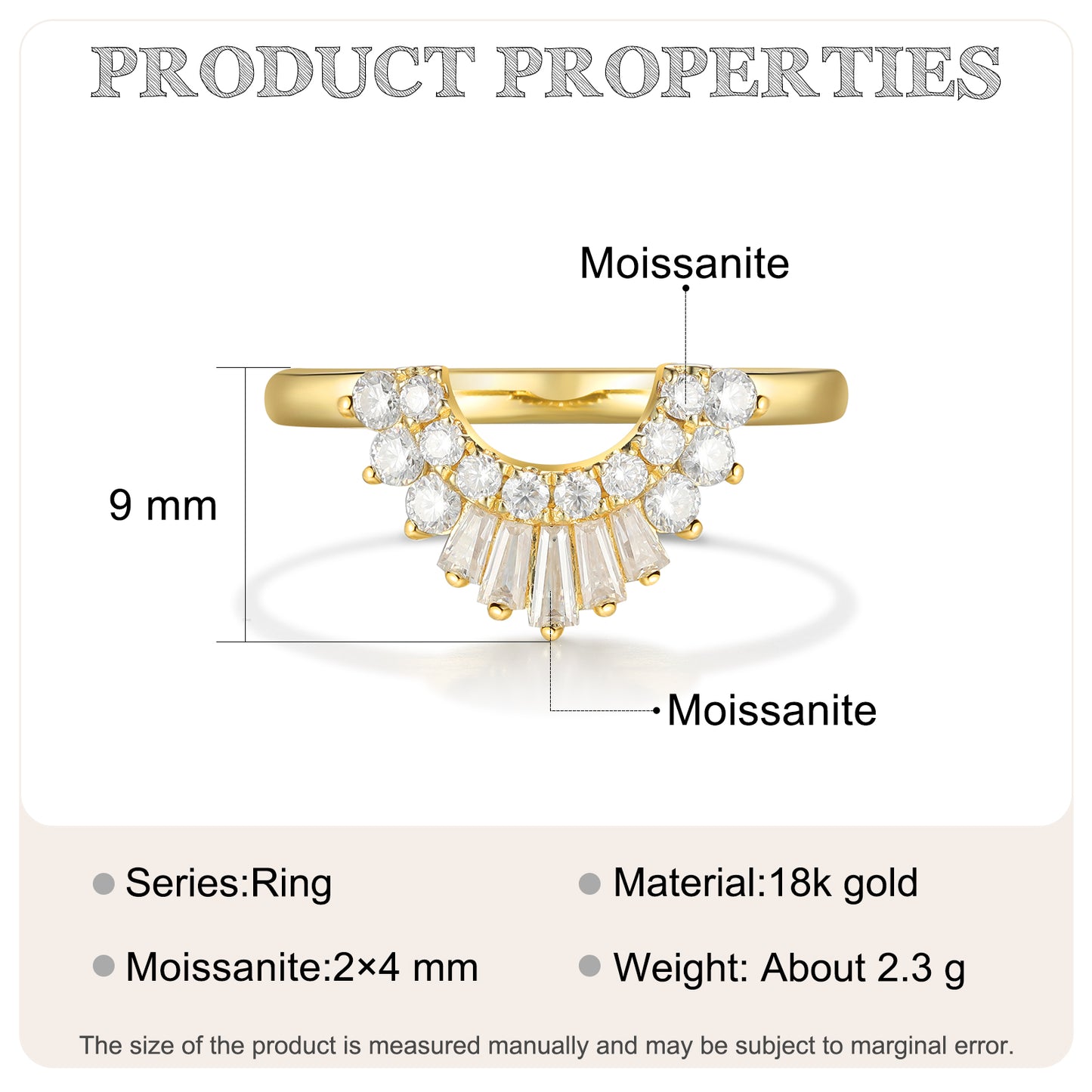 18K Gold with Moissanite Stone Ring