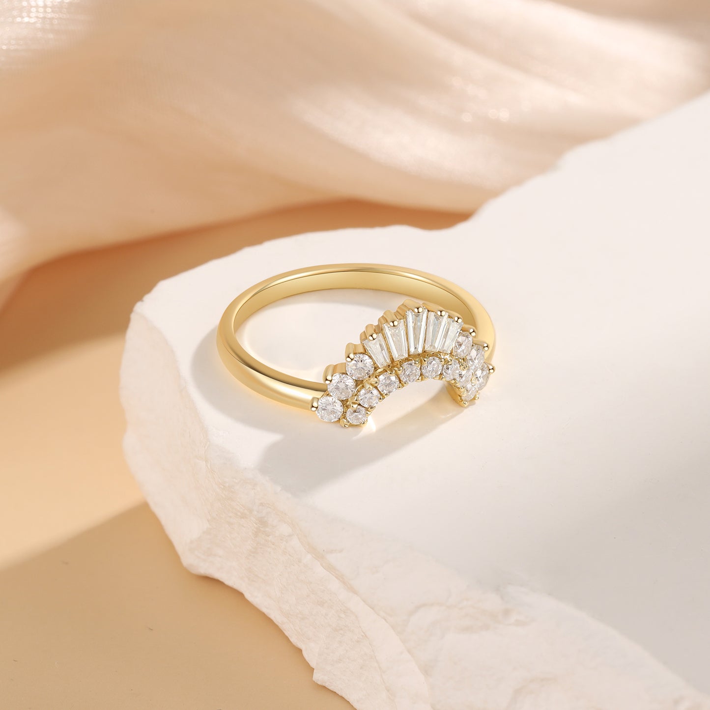 18K Gold with Moissanite Stone Ring