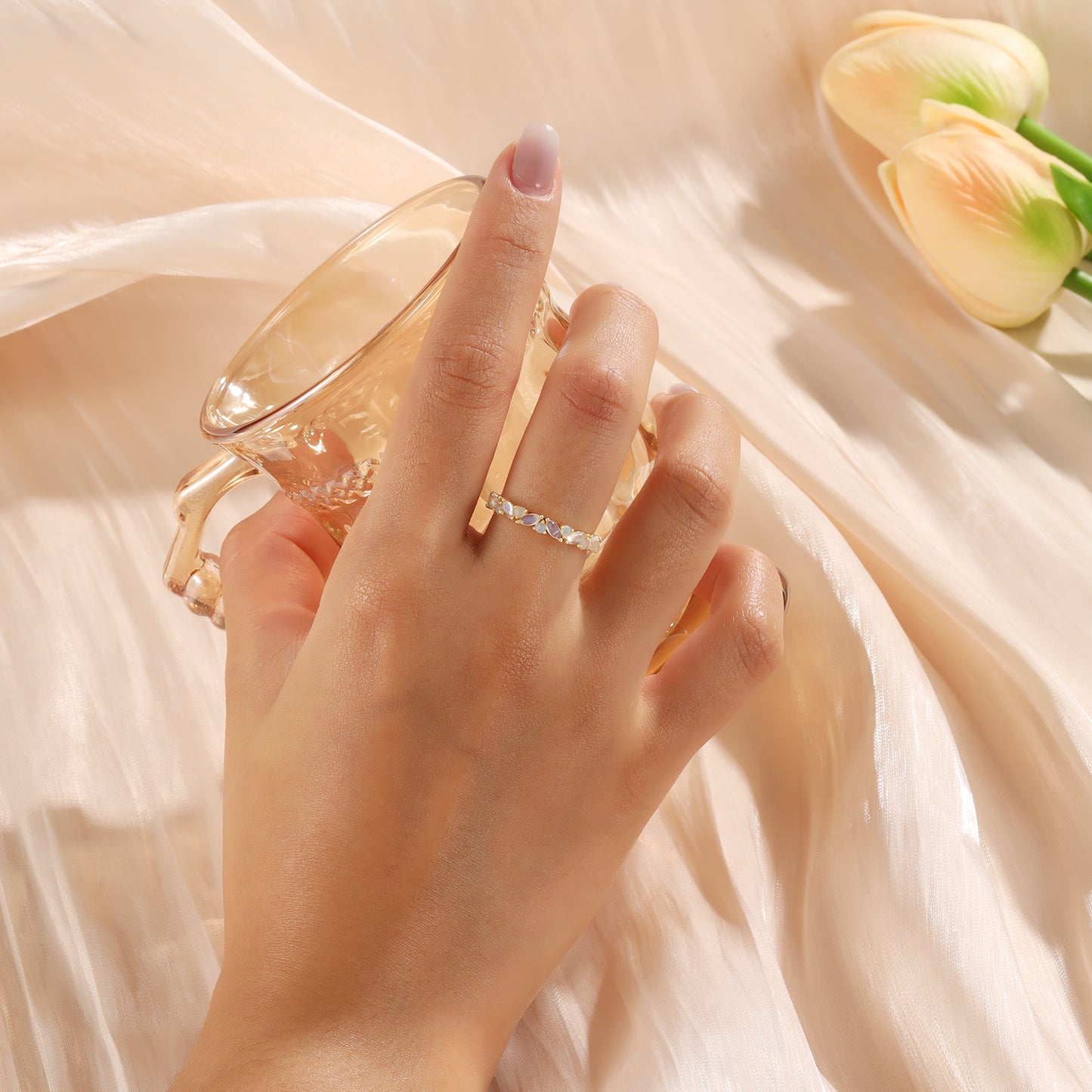 18K Gold Moonstone Ring