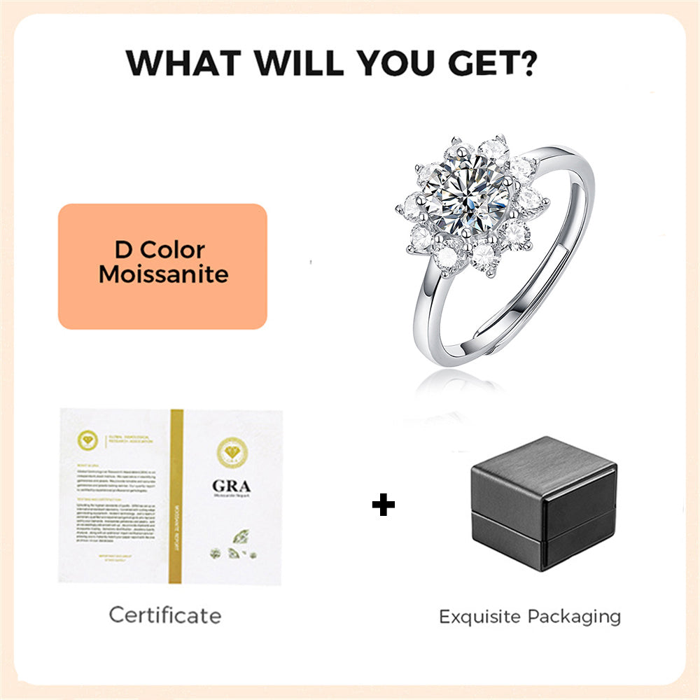 Moissanite Ring 925 Sterling Silver