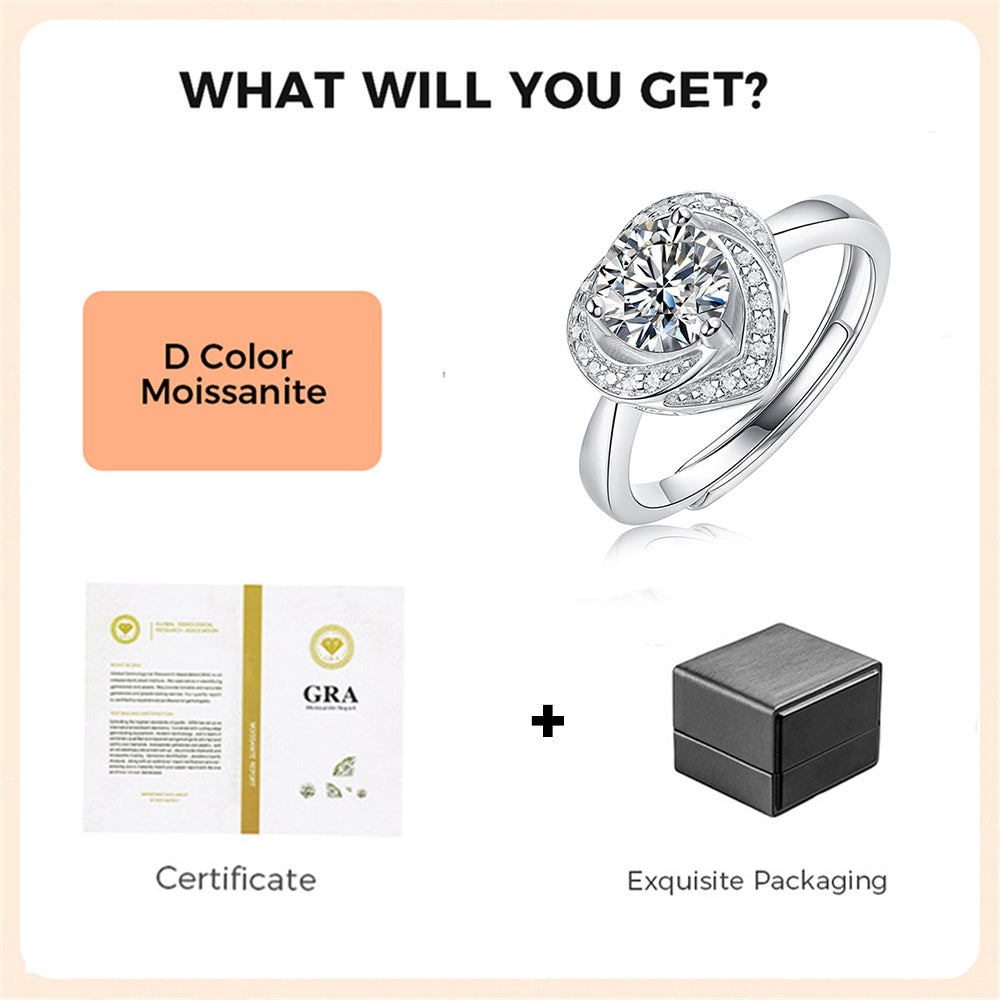 Moissanite Ring 925 Sterling Silver
