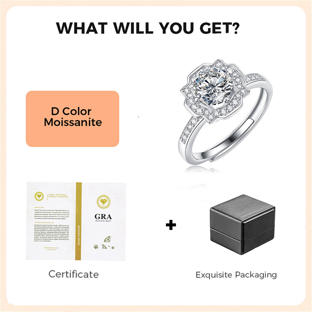 Moissanite Ring 925 Sterling Silver