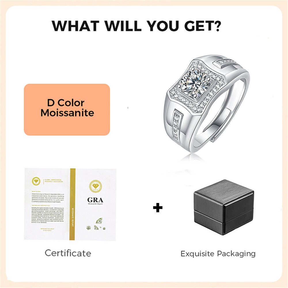 Moissanite Ring 925 Sterling Silver