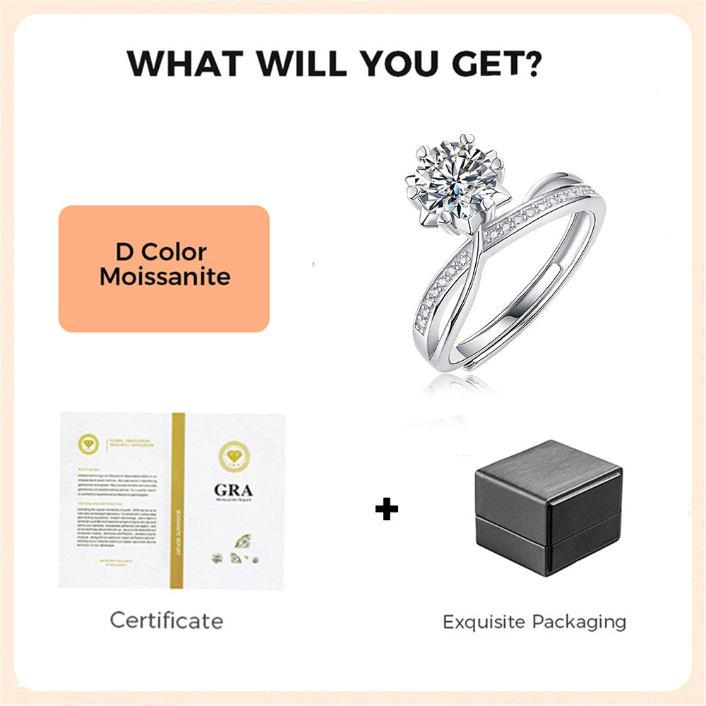 Moissanite Ring 925 Sterling Silver