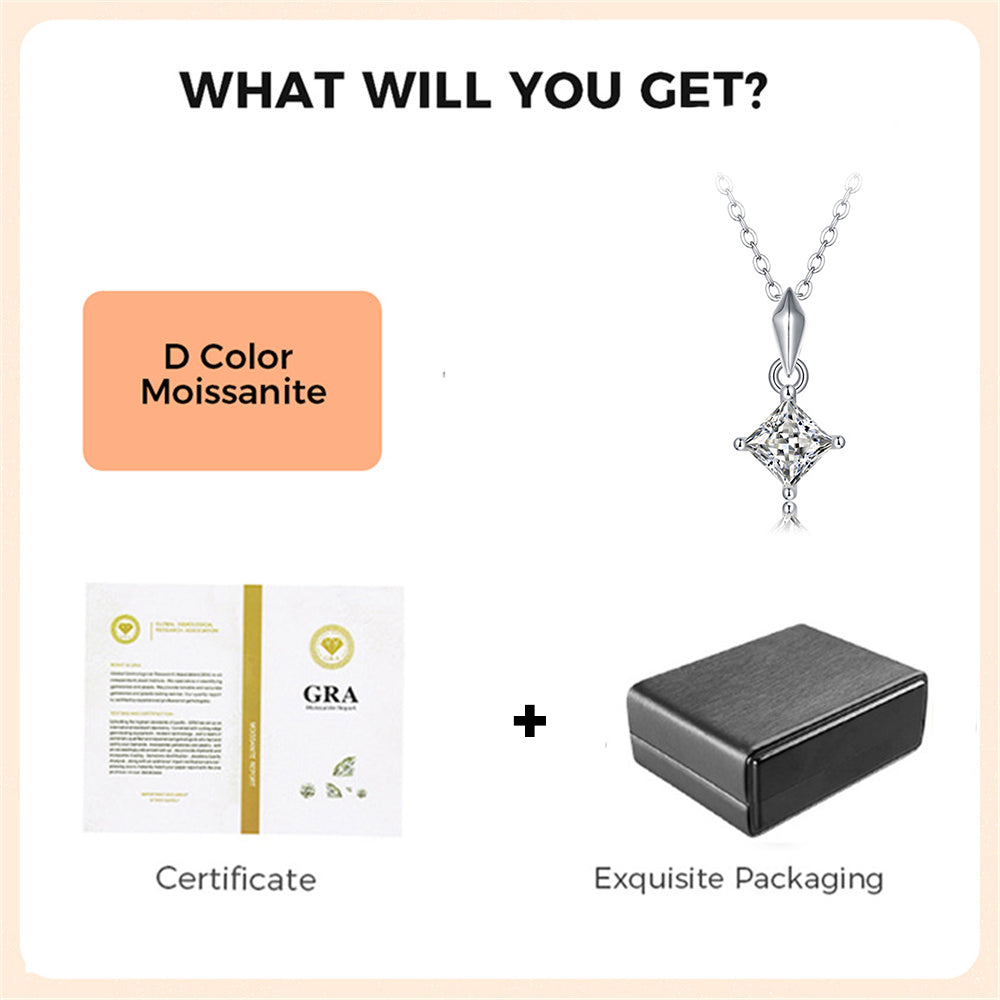 Moissanite Necklace 925 Sterling Silver