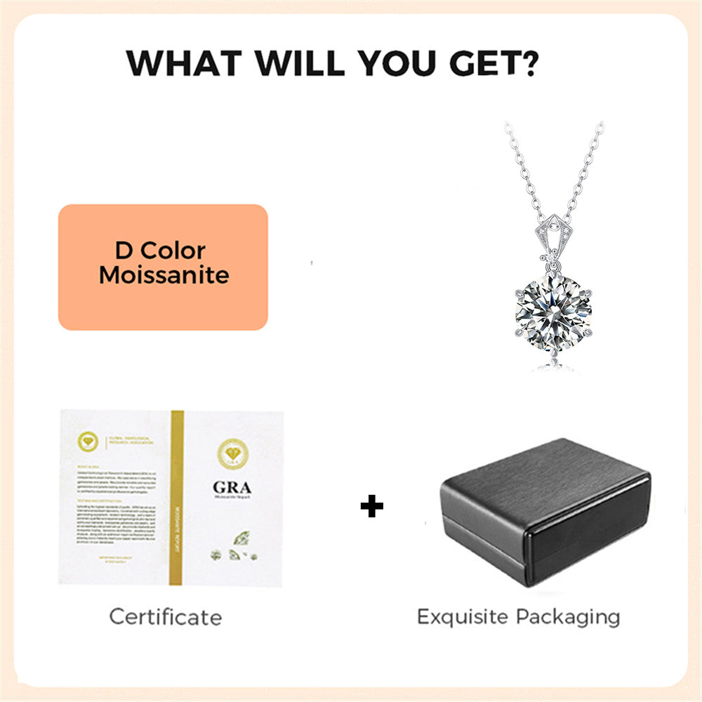 Moissanite Necklace 10 Carats 925 Sterling Silver