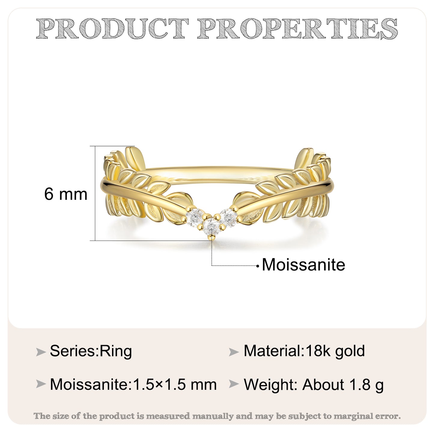 18K Gold Moissanite Ring