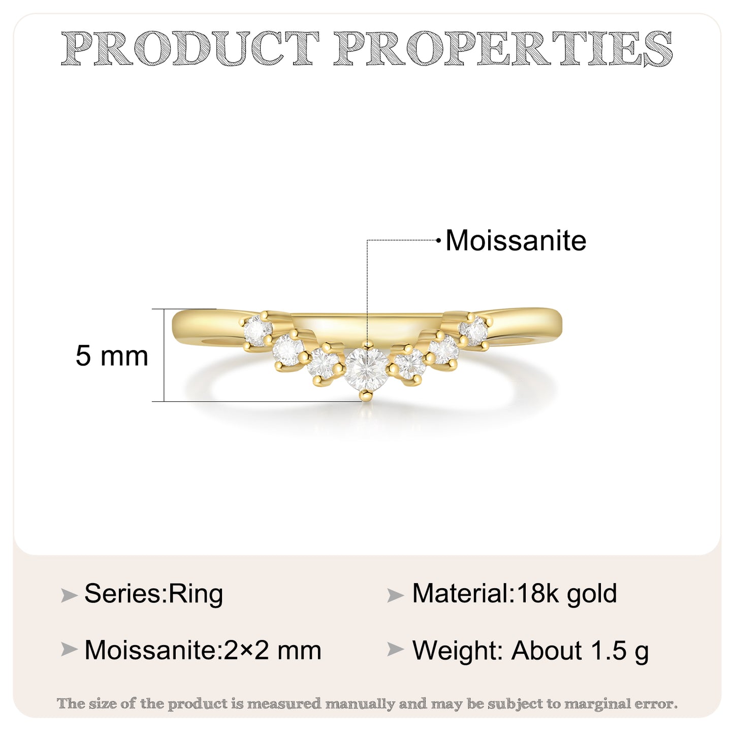 18K Gold Moissanite Ring