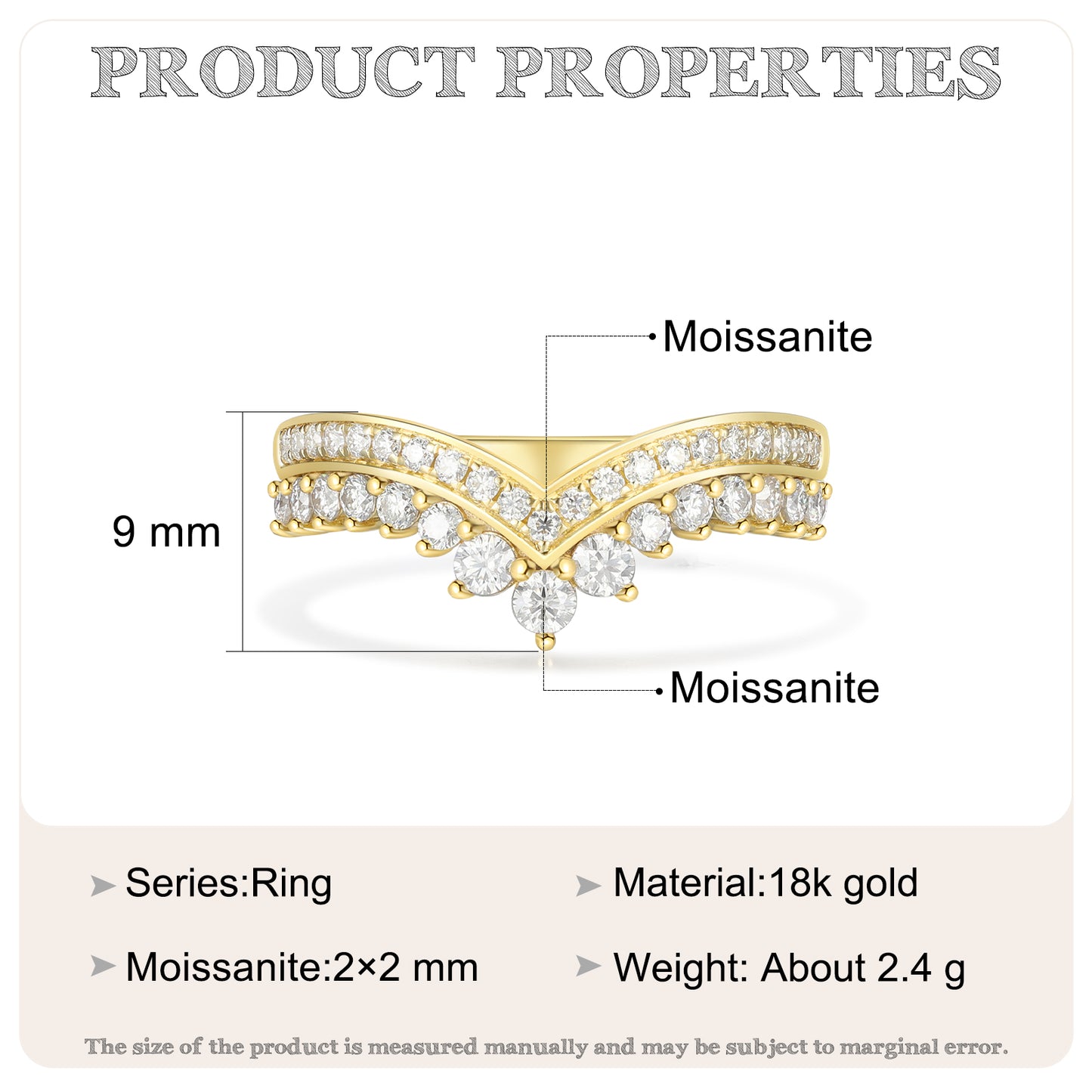 18K Gold Moissanite Ring