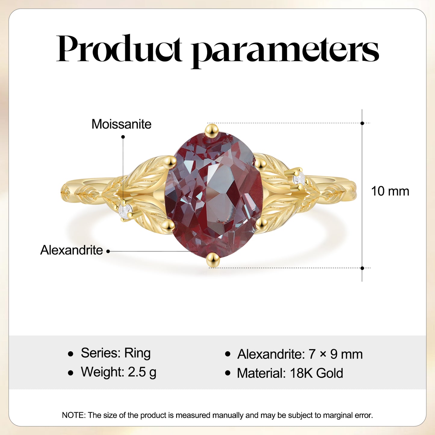 18K Gold Alexandrite With Moissanite Ring