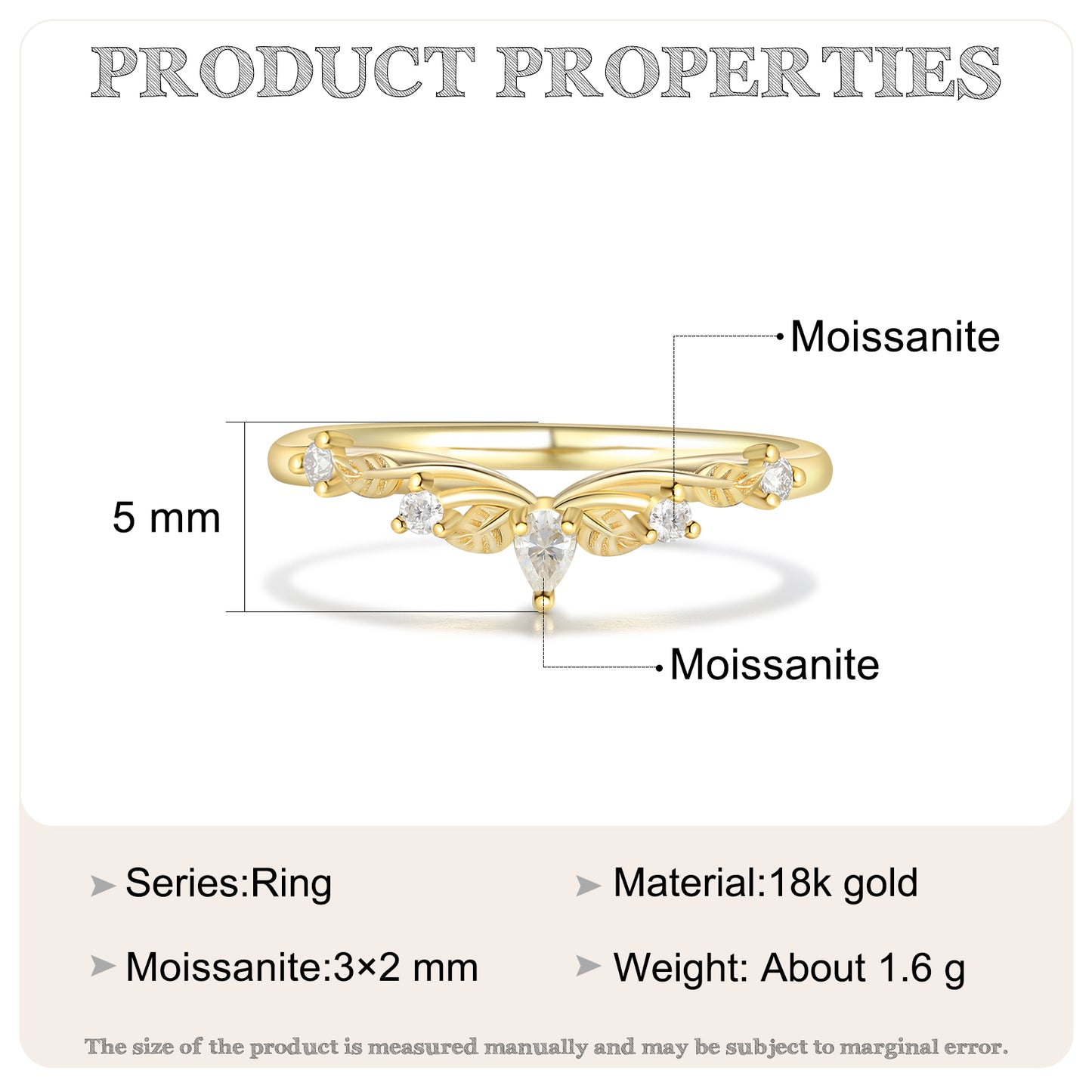 18K Gold Moissanite Ring