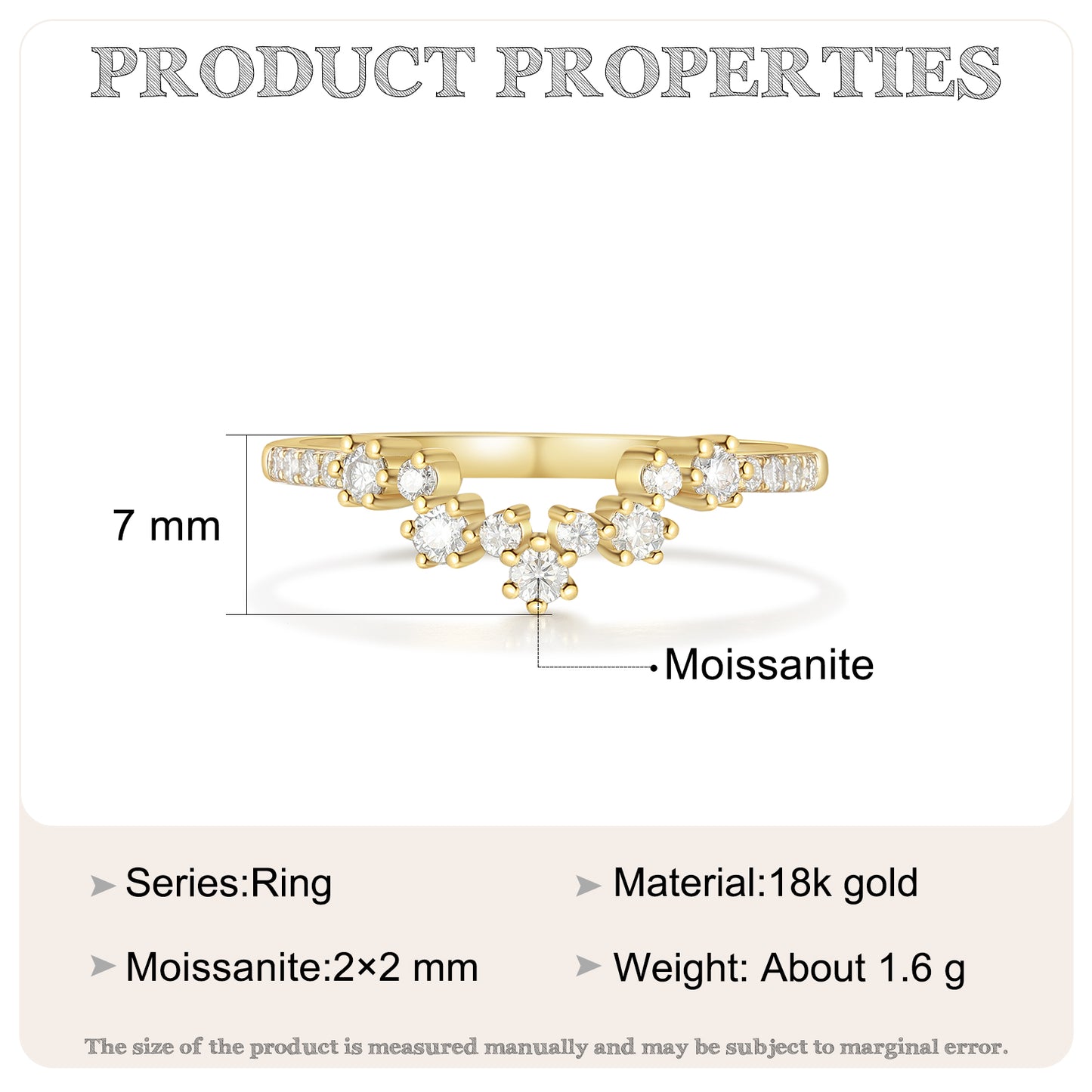 18K Gold Moissanite Ring