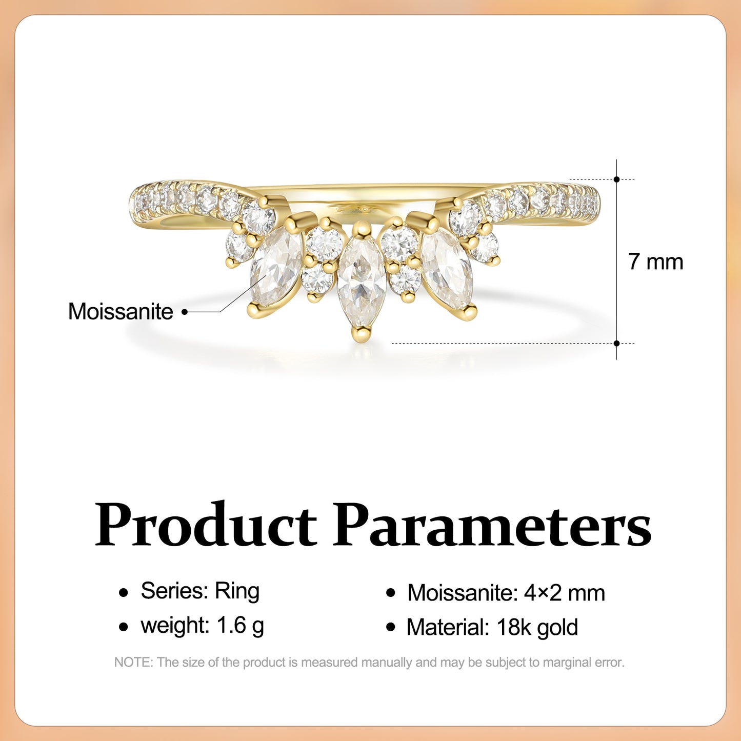 18K Gold Moissanite Ring