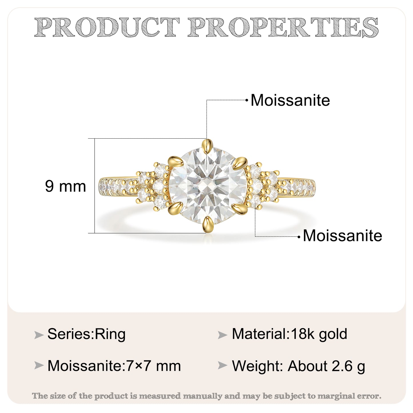 18K Gold Moissanite Ring
