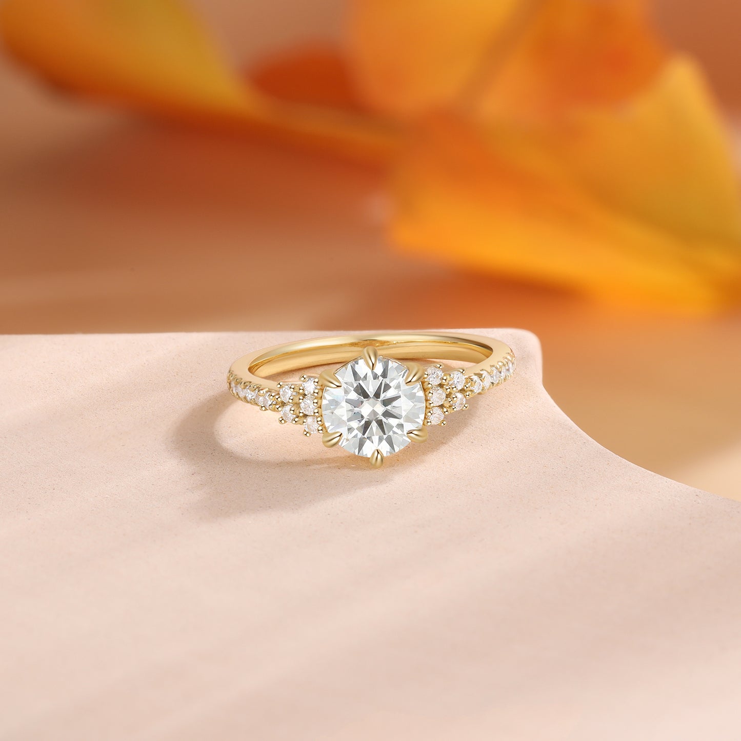 18K Gold Moissanite Ring