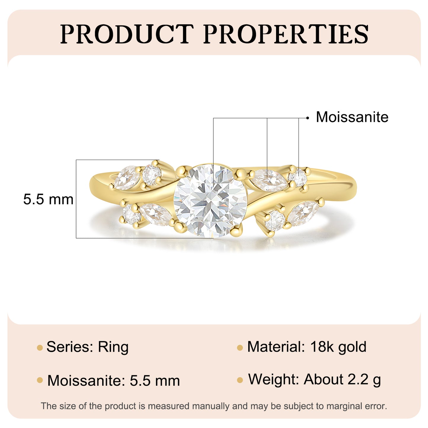 18K Gold Moissanite Ring