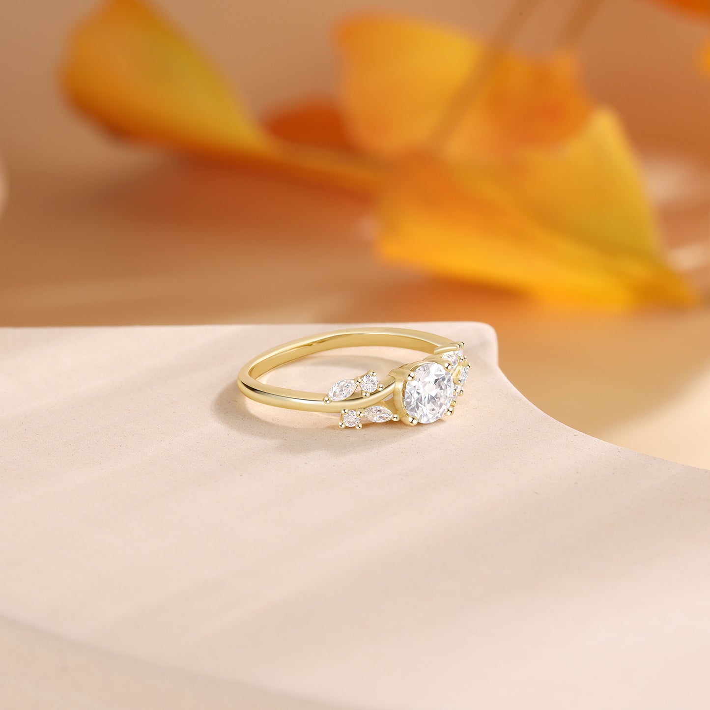 18K Gold Moissanite Ring