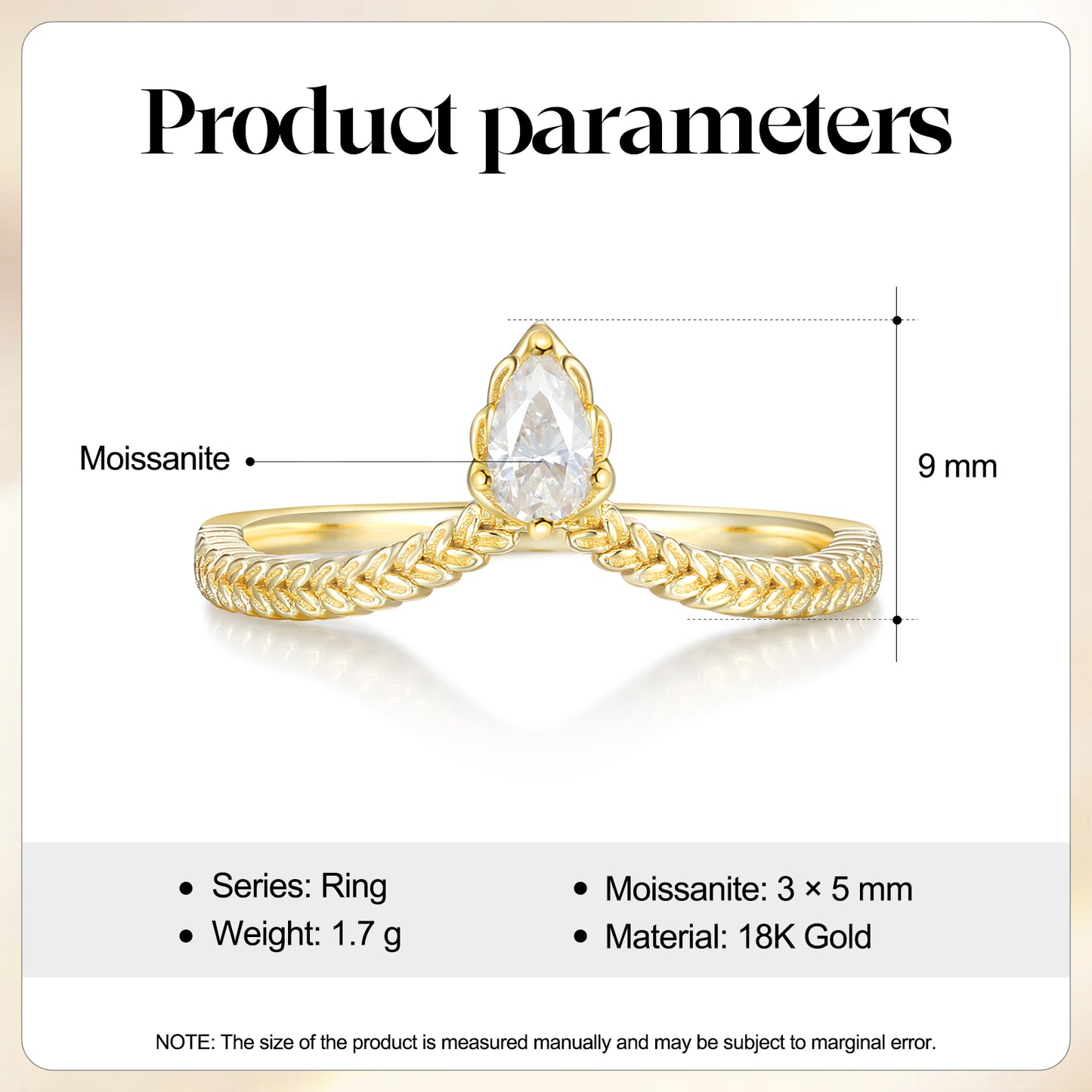 18K Gold Moissanite Ring