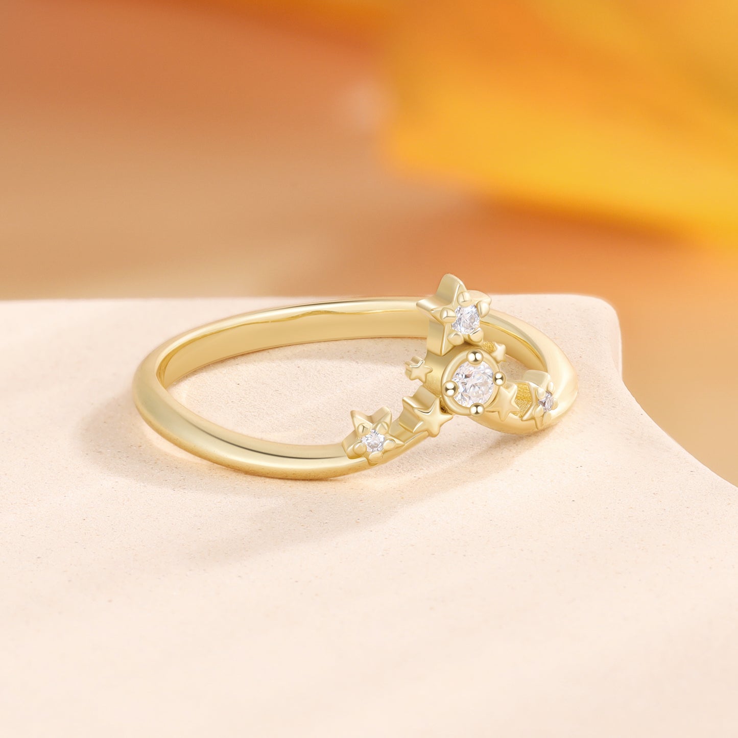 18K Gold Moissanite Ring
