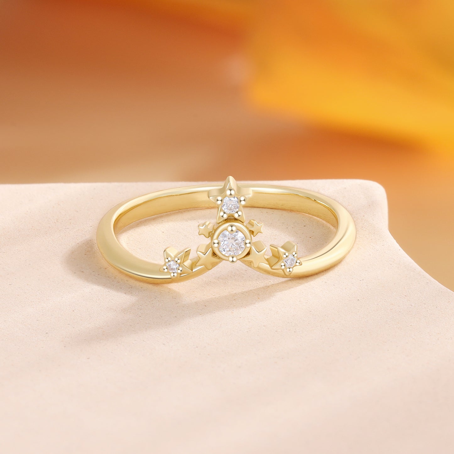 18K Gold Moissanite Ring