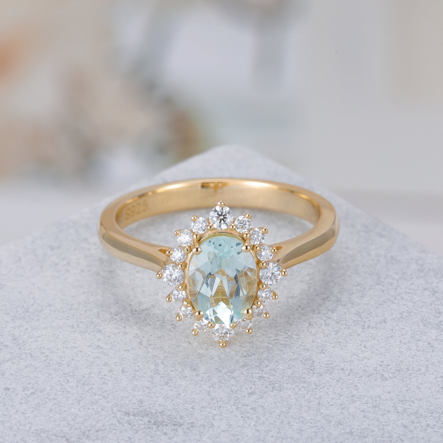 Natural Sapphire Flower With Moissanite 925 Sterling Silver Ring