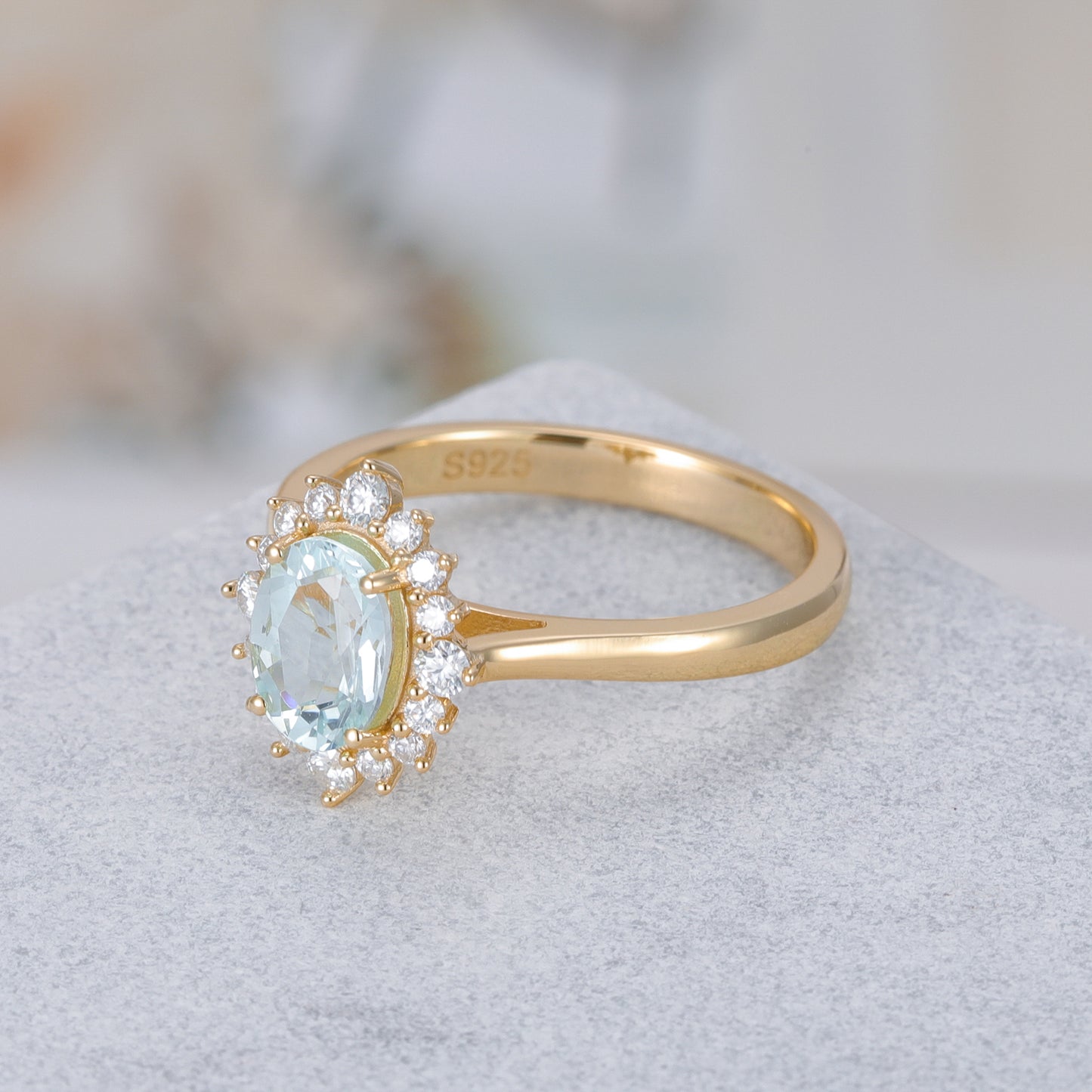 Natural Sapphire Flower With Moissanite 925 Sterling Silver Ring
