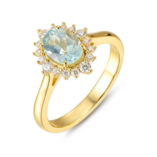 Natural Sapphire Flower With Moissanite 925 Sterling Silver Ring