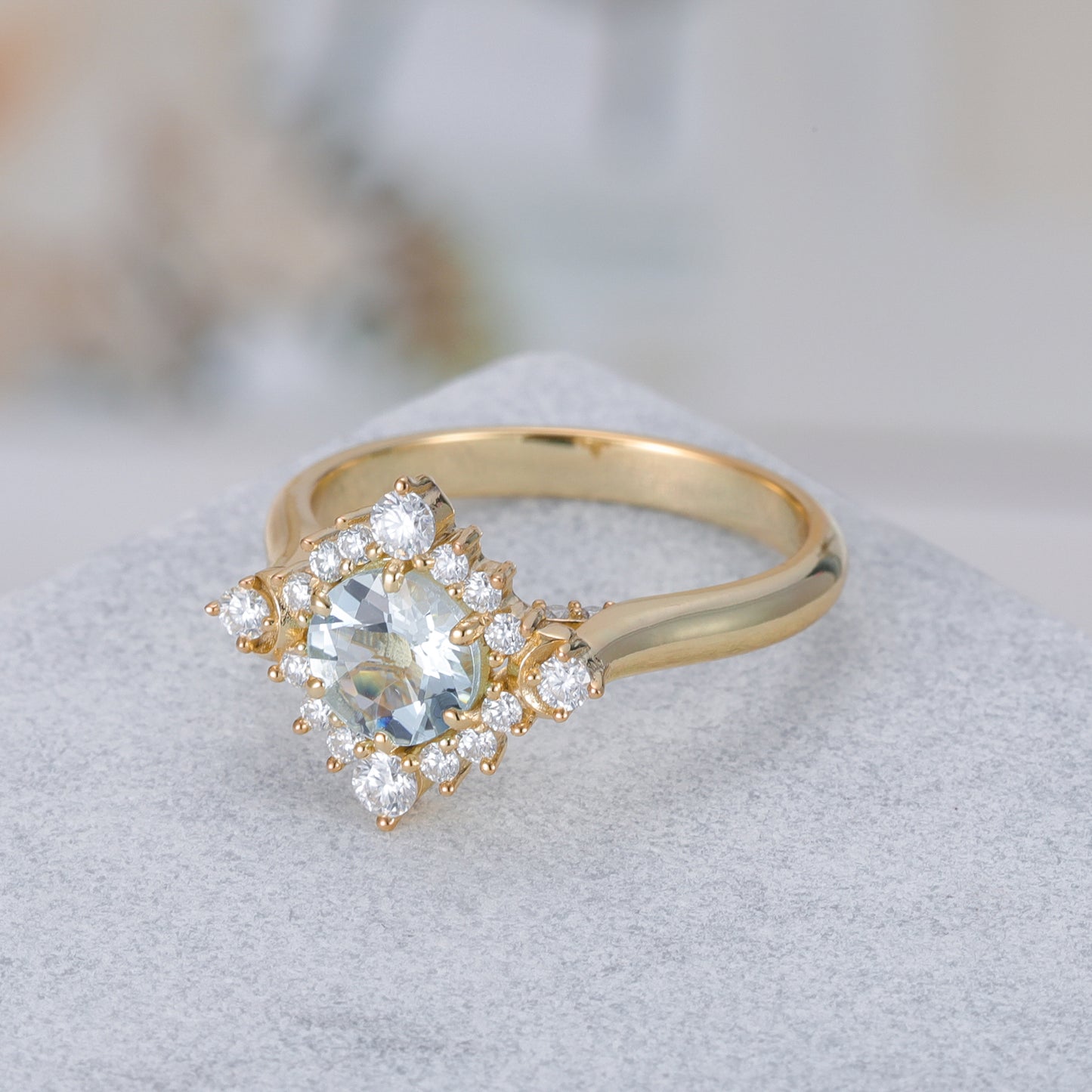 Natural Sapphire Flower With Moissanite 925 Sterling Silver Ring