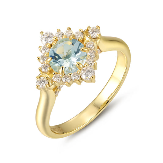 Natural Sapphire Flower With Moissanite 925 Sterling Silver Ring