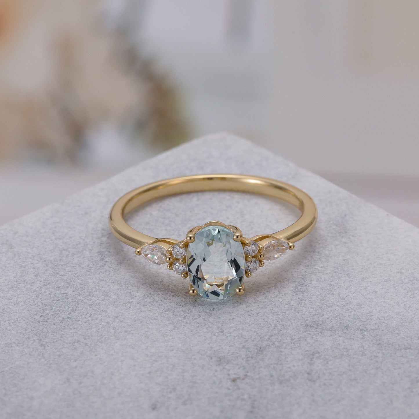 Natural Sapphire Oval With Moissanite 925 Sterling Silver Ring