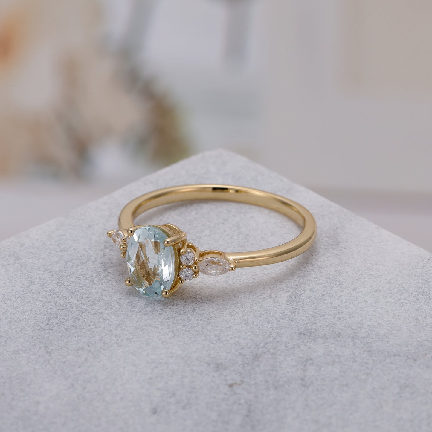 Natural Sapphire Oval With Moissanite 925 Sterling Silver Ring