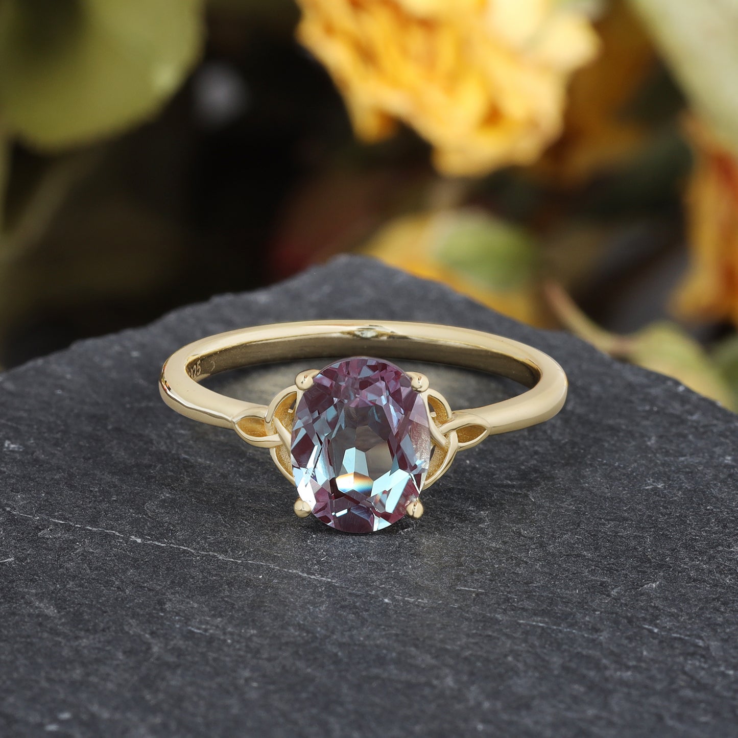 Alexandrite Oval With Moissanite 925 Sterling Silver Ring