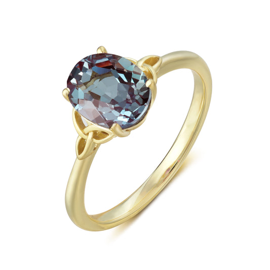 Alexandrite Oval With Moissanite 925 Sterling Silver Ring