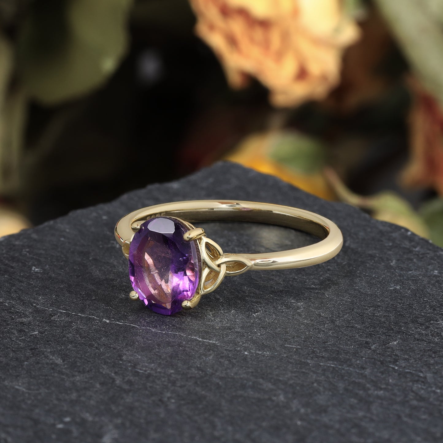 Natural Amethyst Oval With Moissanite 925 Sterling Silver Ring