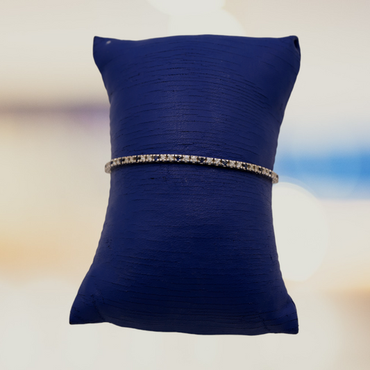 1.2 Carat Natural Diamond Bracelet with 0.7 Carat Natural Sapphire in 18K White Gold
