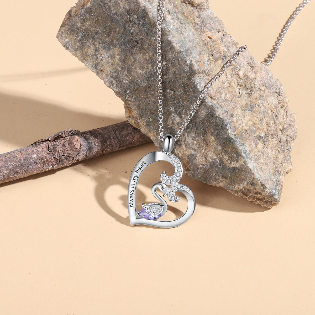 Heart Swan Necklace 925 Sterling Silver