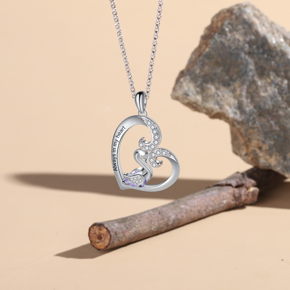 Heart Swan Necklace 925 Sterling Silver