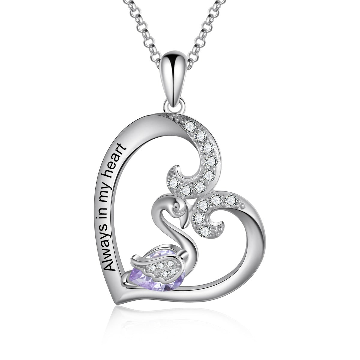 Heart Swan Necklace 925 Sterling Silver