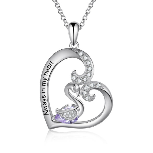 Heart Swan Necklace 925 Sterling Silver