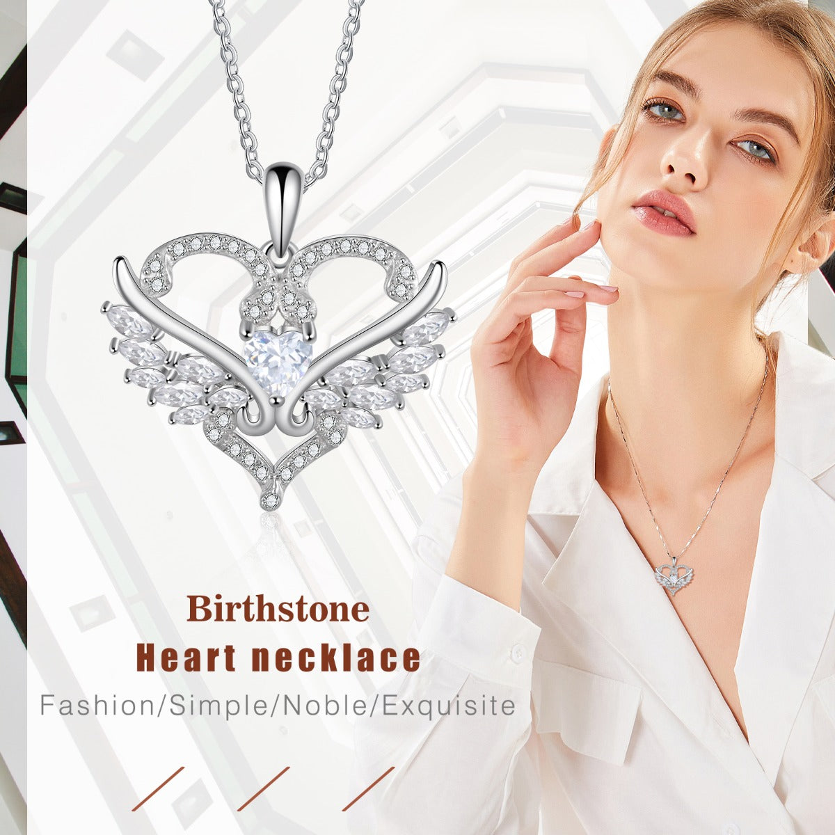 Cubic Zirconia Heart With Moissanite Necklace 925 Sterling Silver