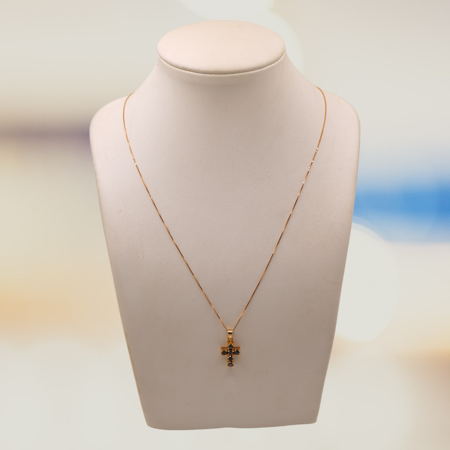 0.5 Carat Natural Black and Purple Diamond Cross Pendant with 18K Rose Gold chain