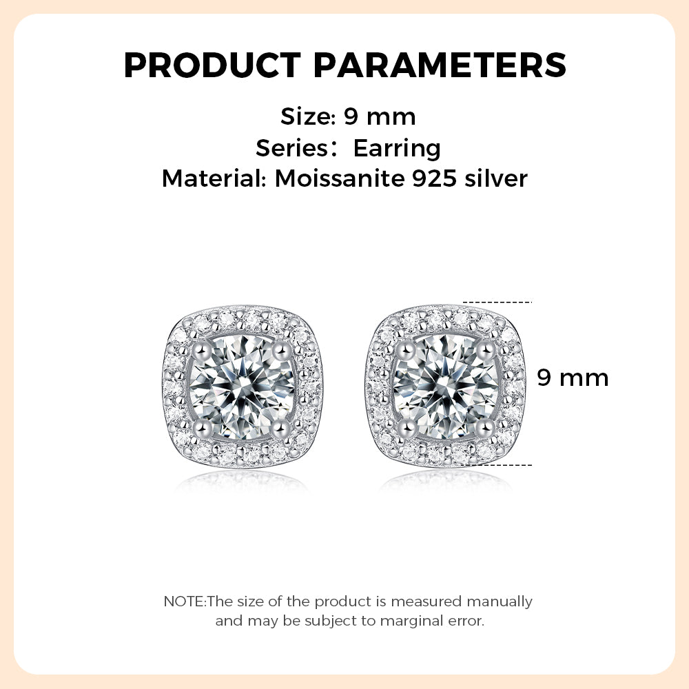 Moissanite Stud Earrings 925 Sterling Silver