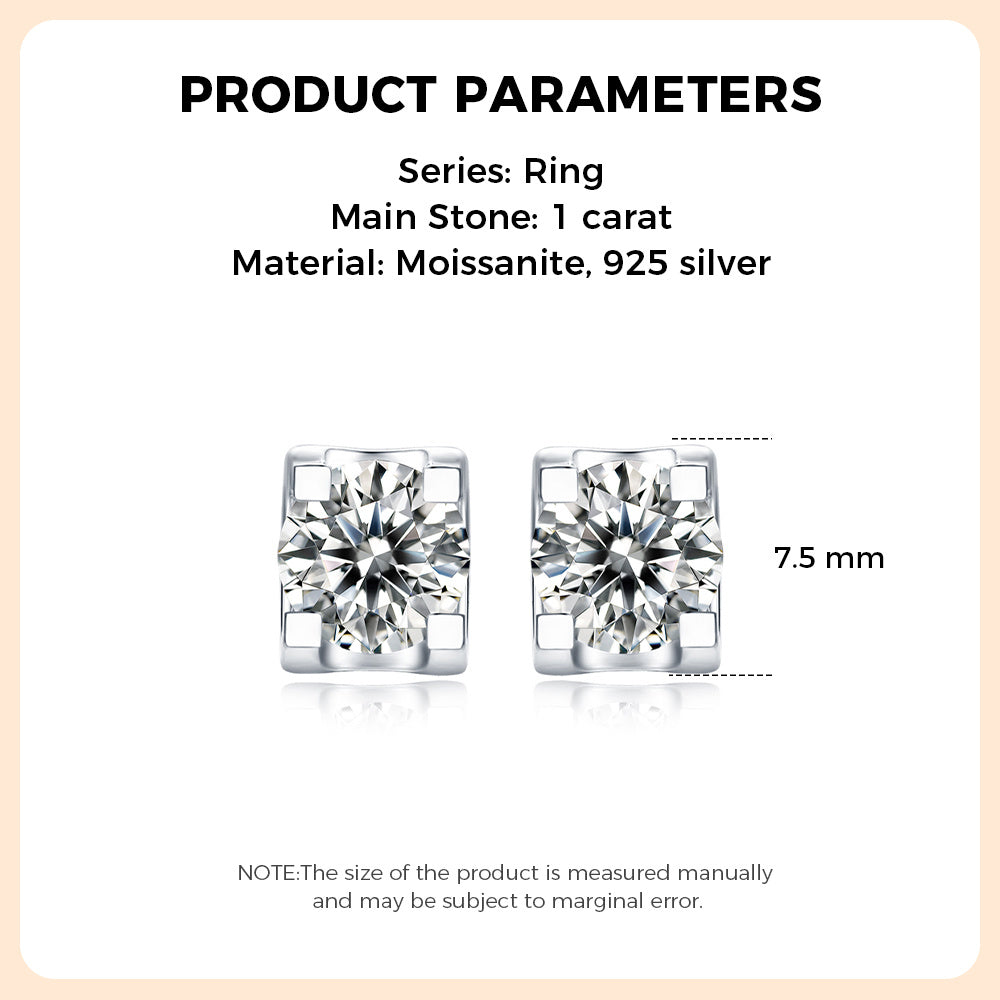 Moissanite Earring 925 Sterling Silver