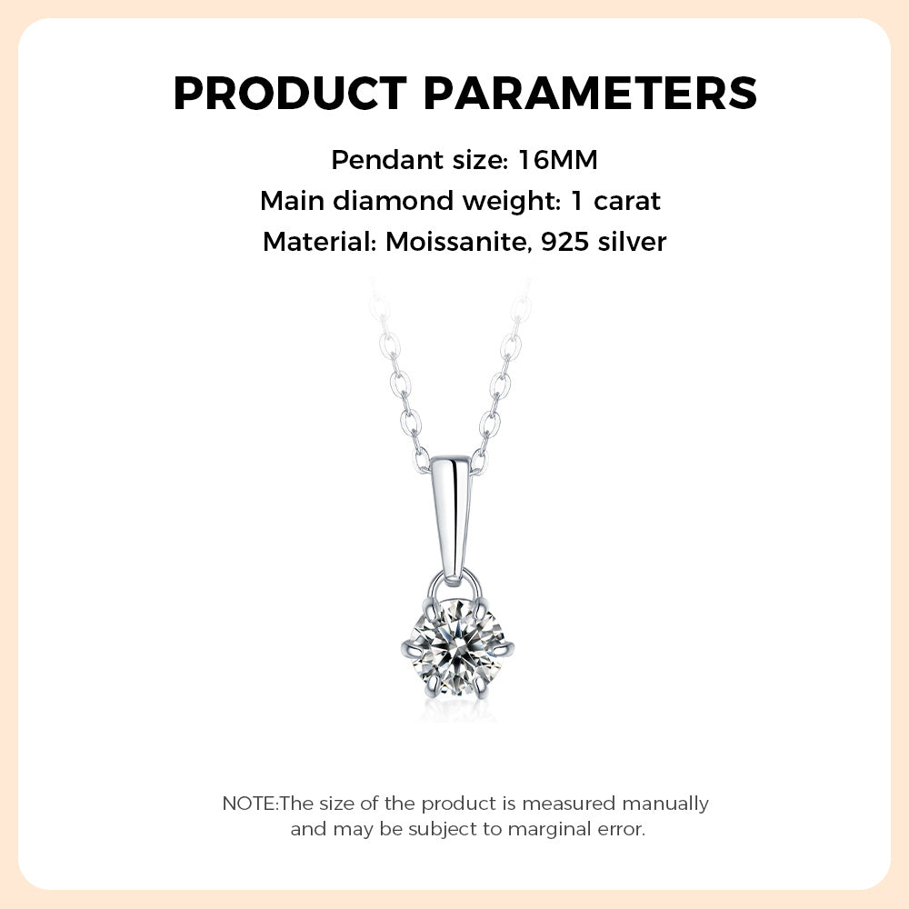 Moissanite Necklace 925 Sterling Silver