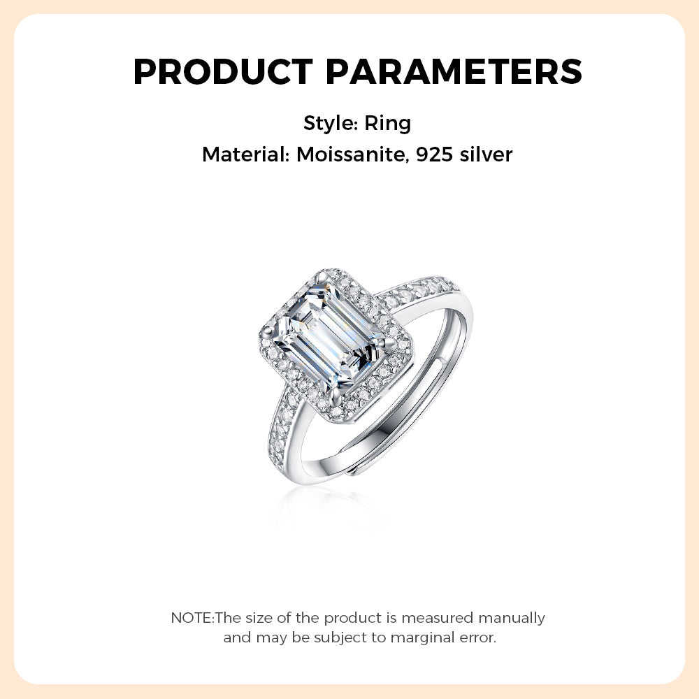 Moissanite Ring 925 Sterling Silver