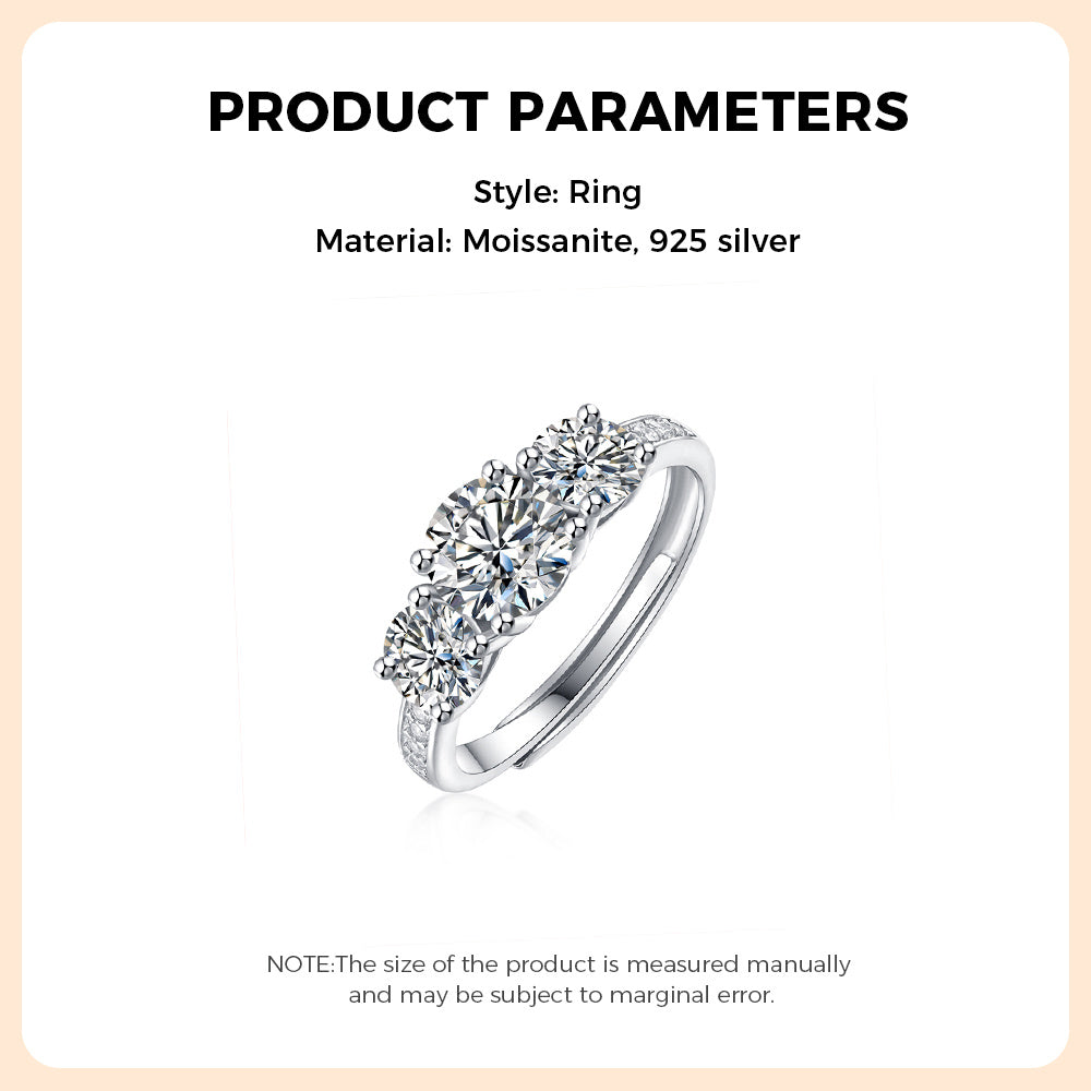 Moissanite Ring 925 Sterling Silver