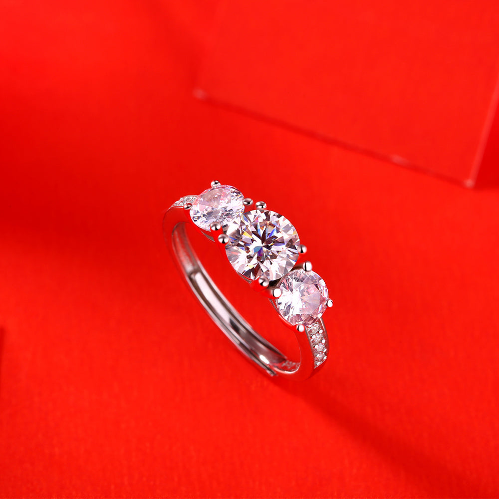 Moissanite Ring 925 Sterling Silver