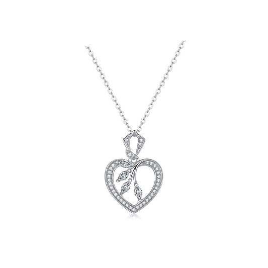 Moissanite Heart Necklace 925 Sterling Silver